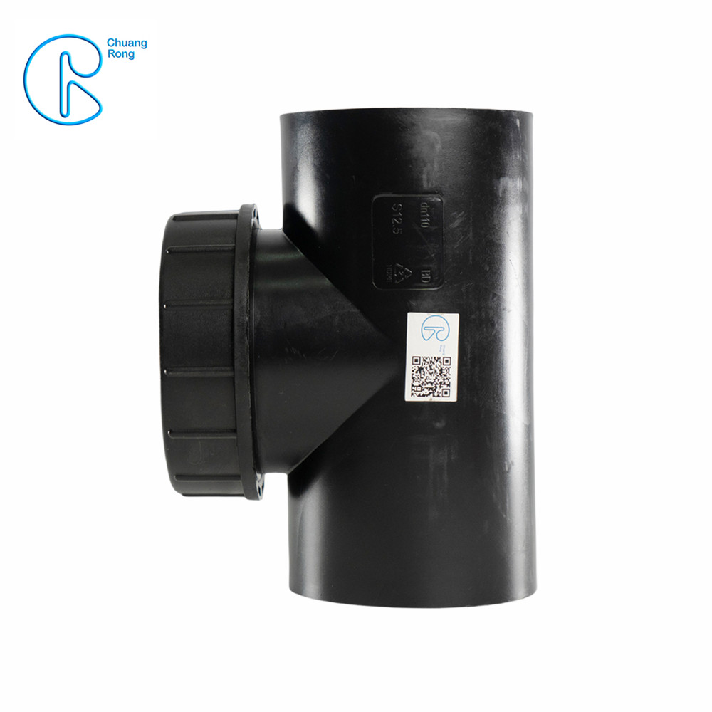 PE100 SDR26 PN6 50-315mm HDPE Access Pipe 90° Inspection Opening With Round or with SS blind Flange